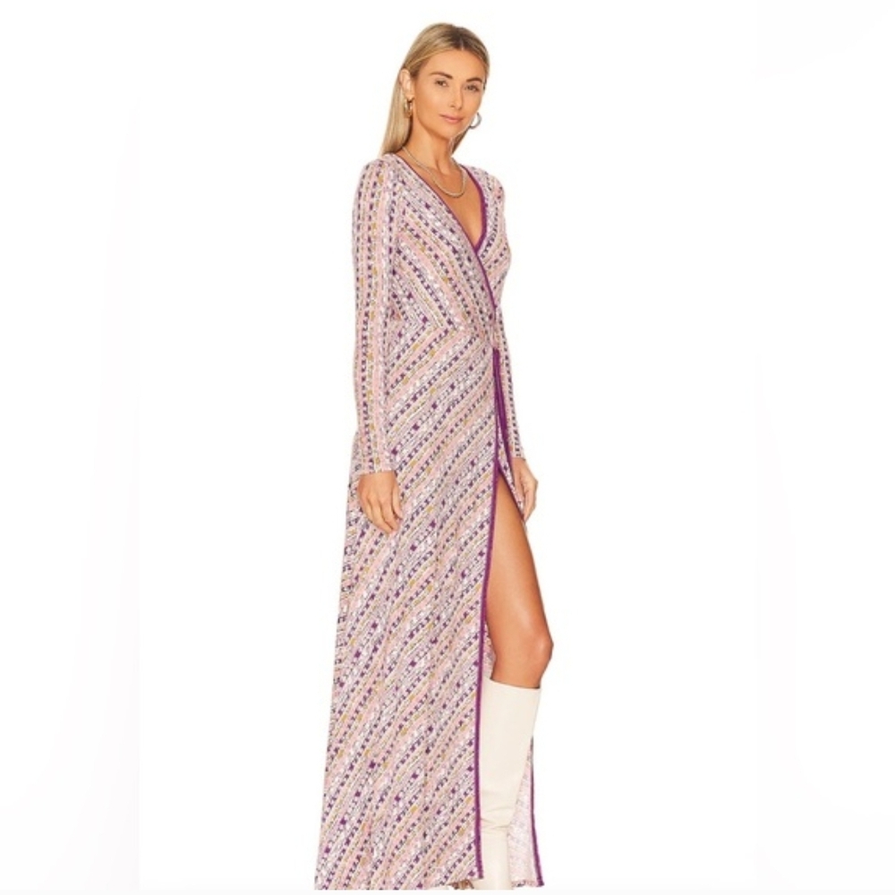 Elegant Purple Patterned Maxi Dress